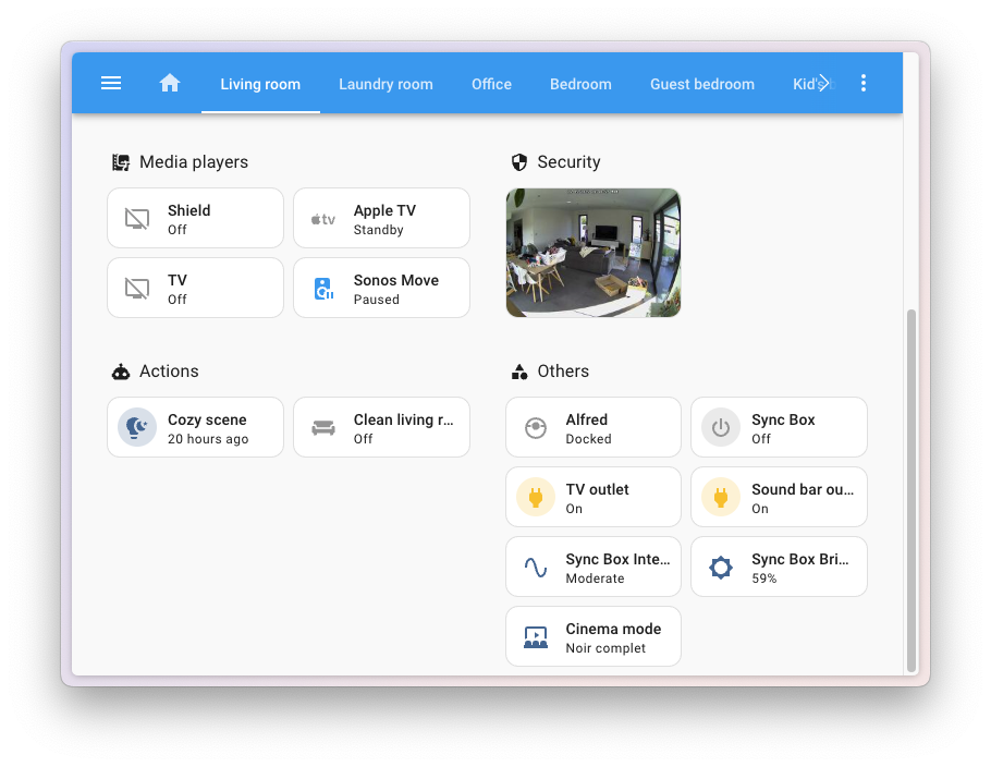 Screenshot of the new areas dashboard; showcasing the new Actions section.