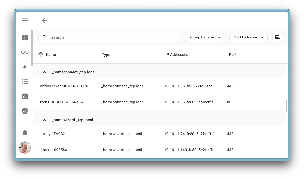 Screenshot of the new ZeroConf/mDNS browser, showing the internal the discovery process of Home Assistant.