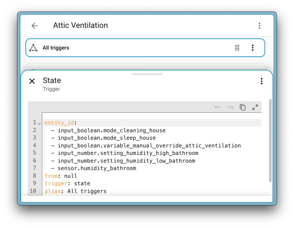Screenshot showing a YAML editor in our UI with the brand new toolbar that now additionally provides undo, redo, and copy buttons!