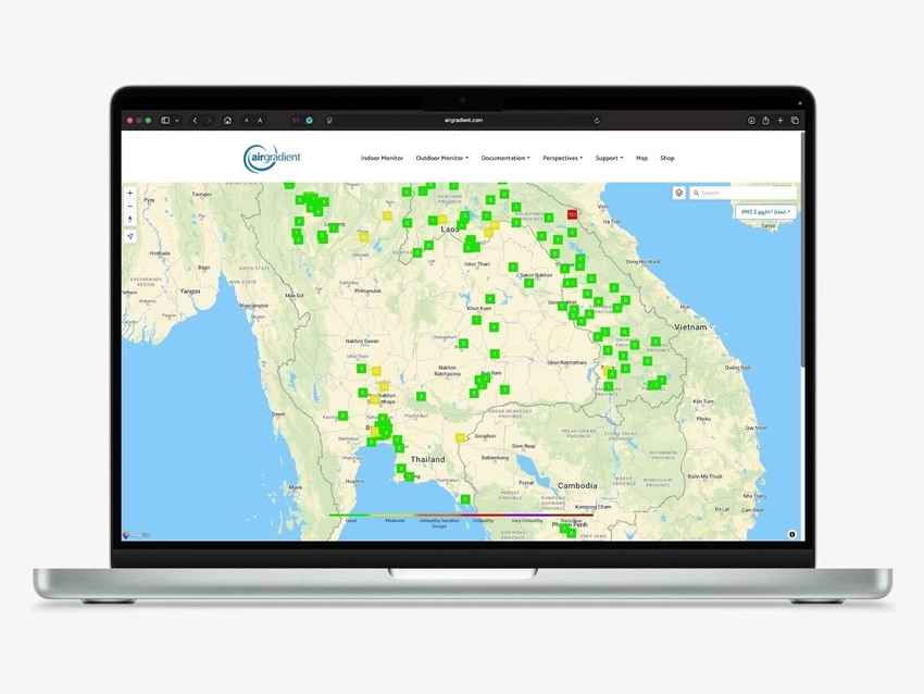 An online AirGradient air quality map